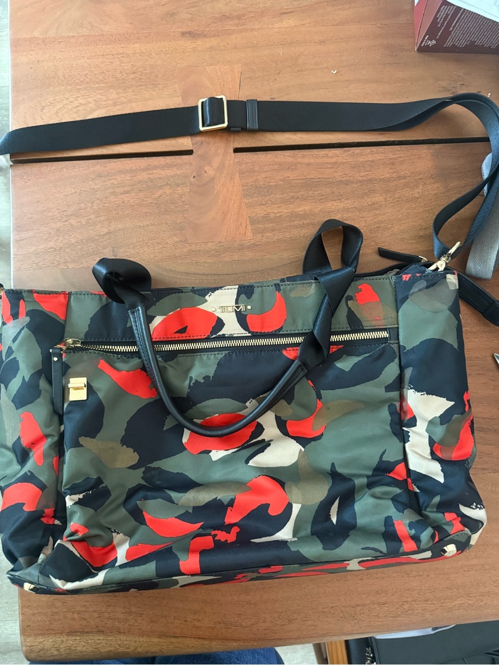 Tumi Multicolor Floral Camo Laptop Tote - Black, Green, Red, Tan - Picture 2 of 4